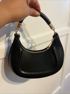 Black Crescent Top-Handle Bag